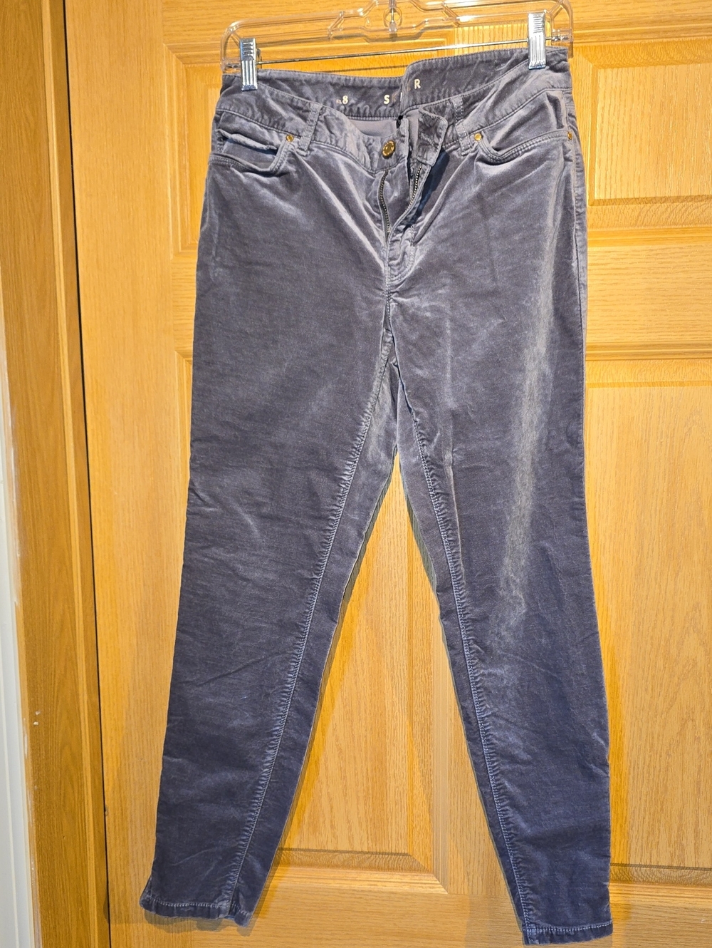 White House Black Market Slim Velvet-Look Skinny Pants in Charcoal